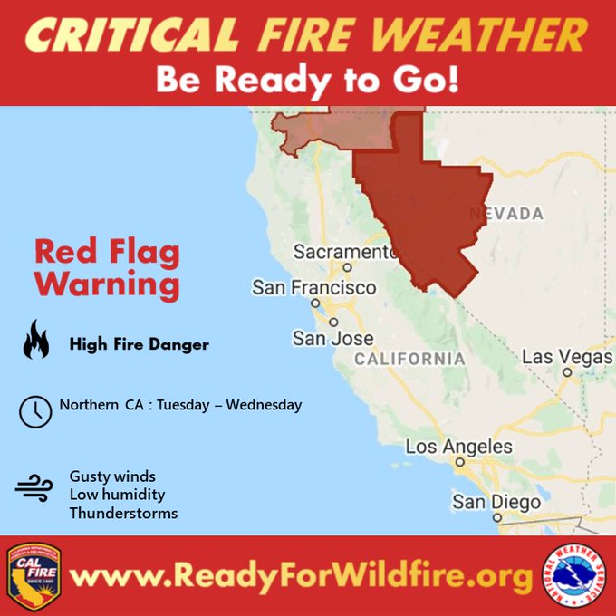 NOAA: Red Flag Warning for Lake Tahoe Basin Through Tonight  Very High Fire Danger - SnowBrains