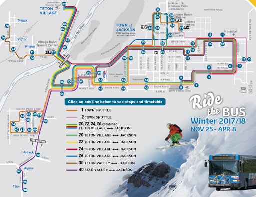 map, Jackson Hole bus pass, 