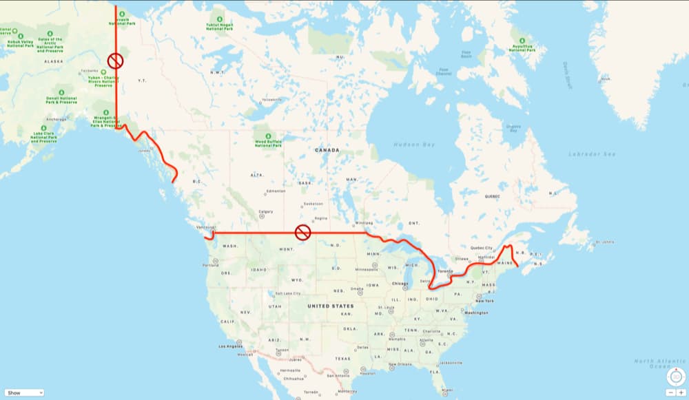 Canada United States Border Map Canadaaz