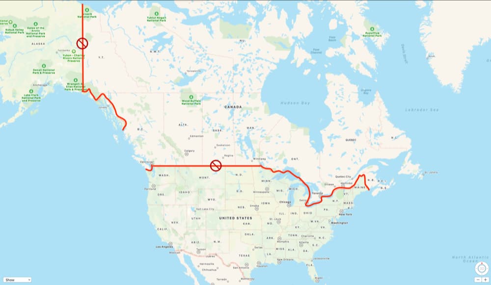 Canada United States Border Map - canadaaz