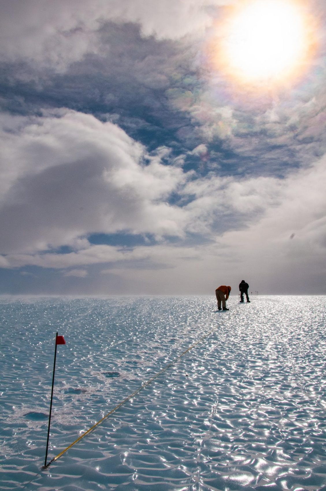 Taking samples from blue ice