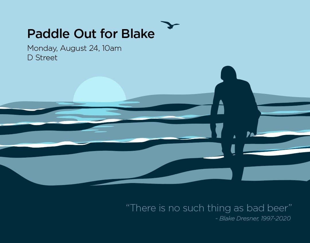surfer, paddle out for Blake, killed, surfing,