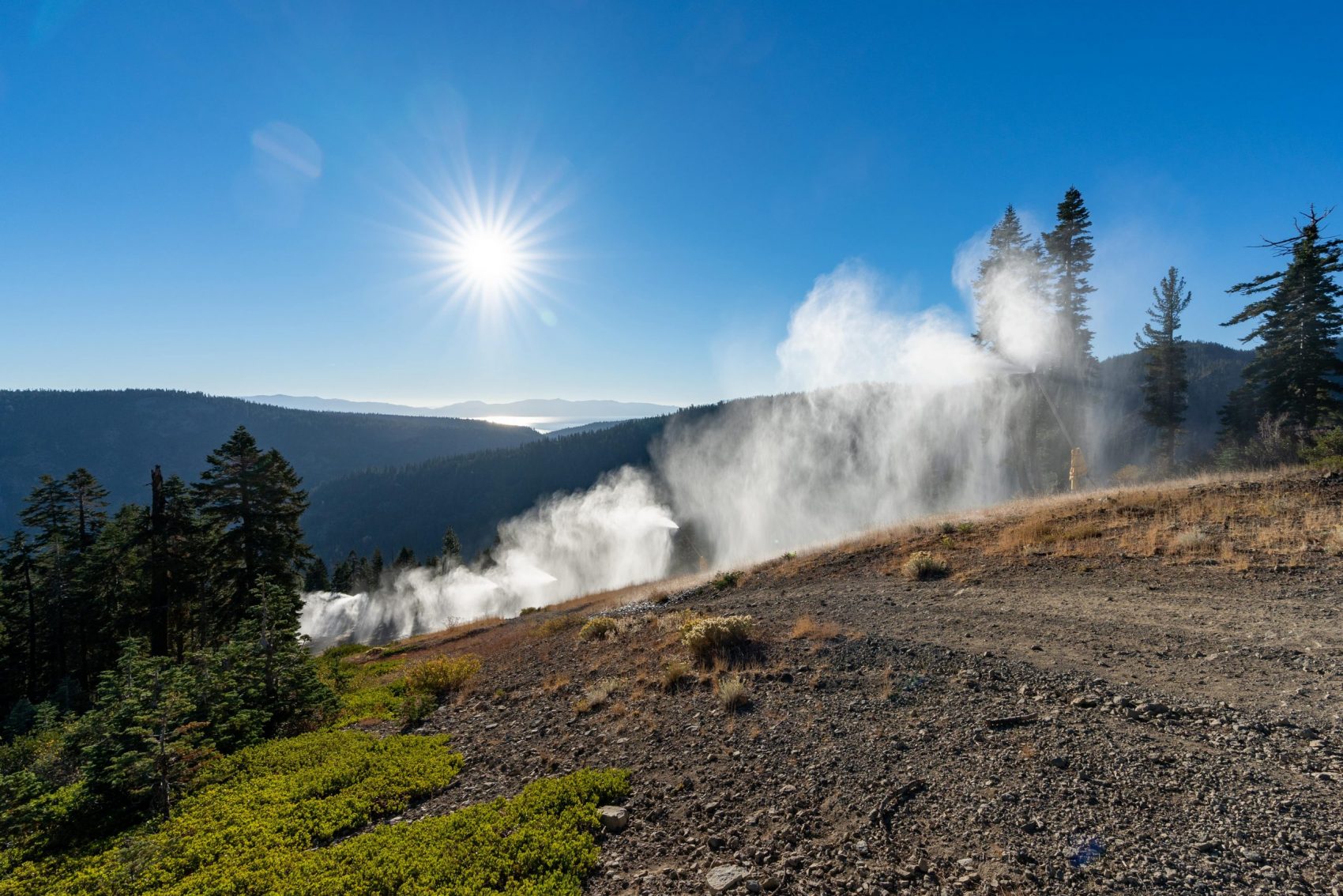 Squaw Valley, alpine meadows, california, snow guns, snowmaking