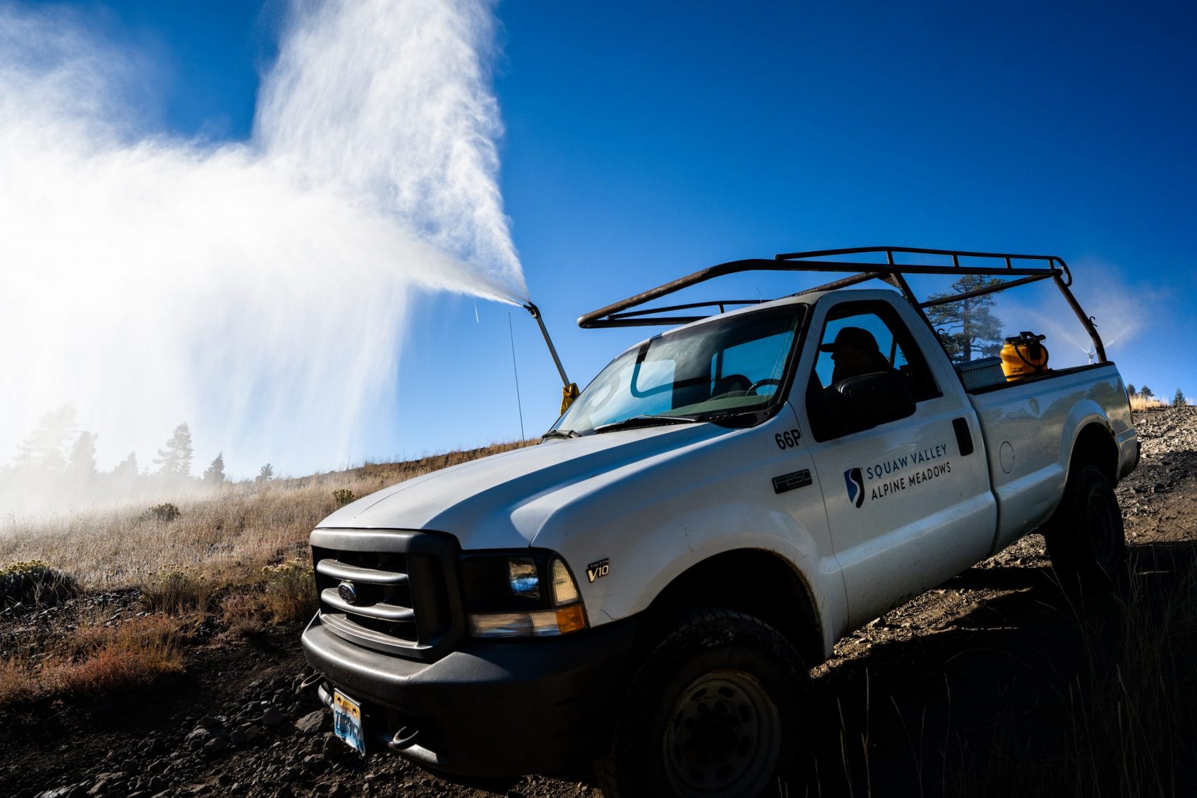 Squaw Valley, alpine meadows, california, snow guns, snowmaking