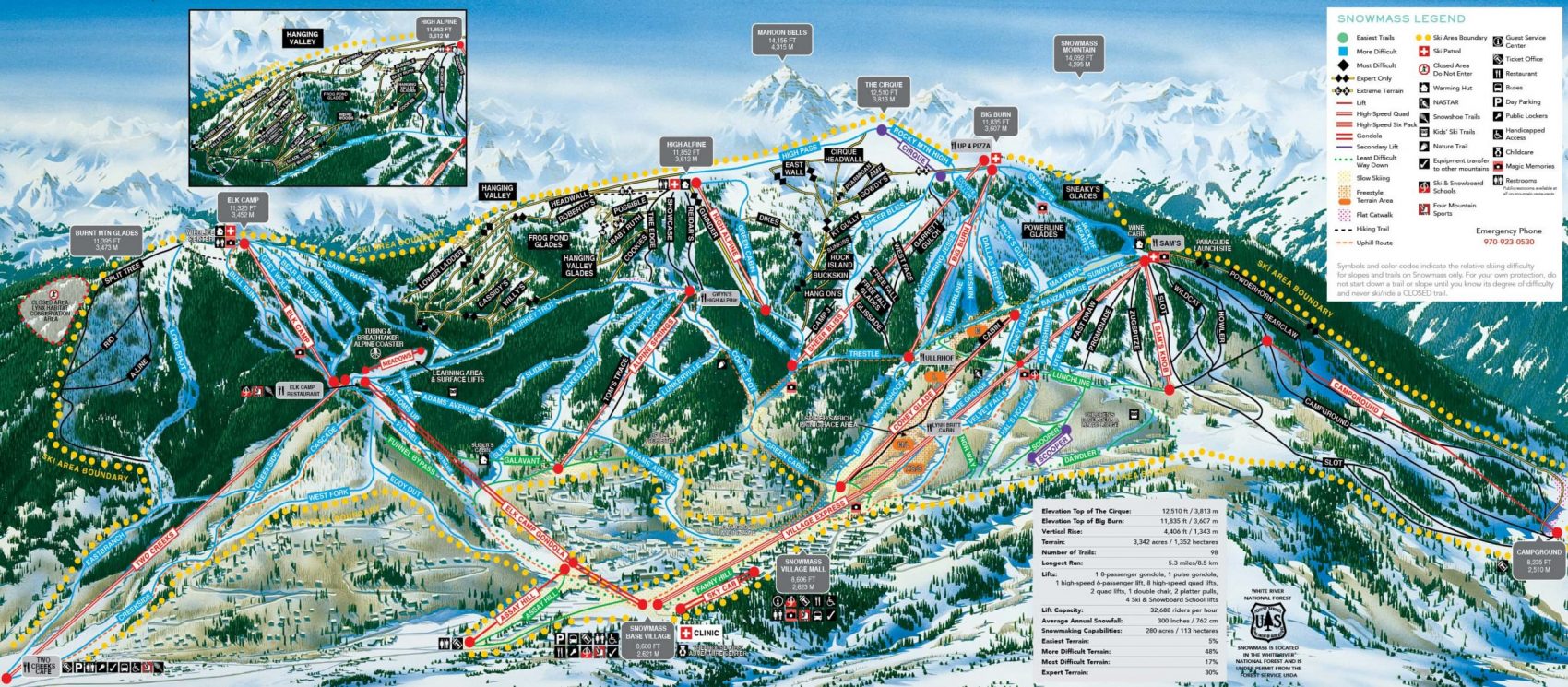 snowmass, trail map