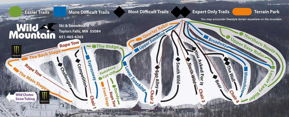 wild mountain, Minnesota, trail map