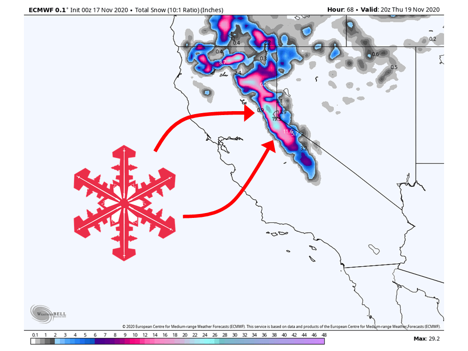 sierra snow storm totals