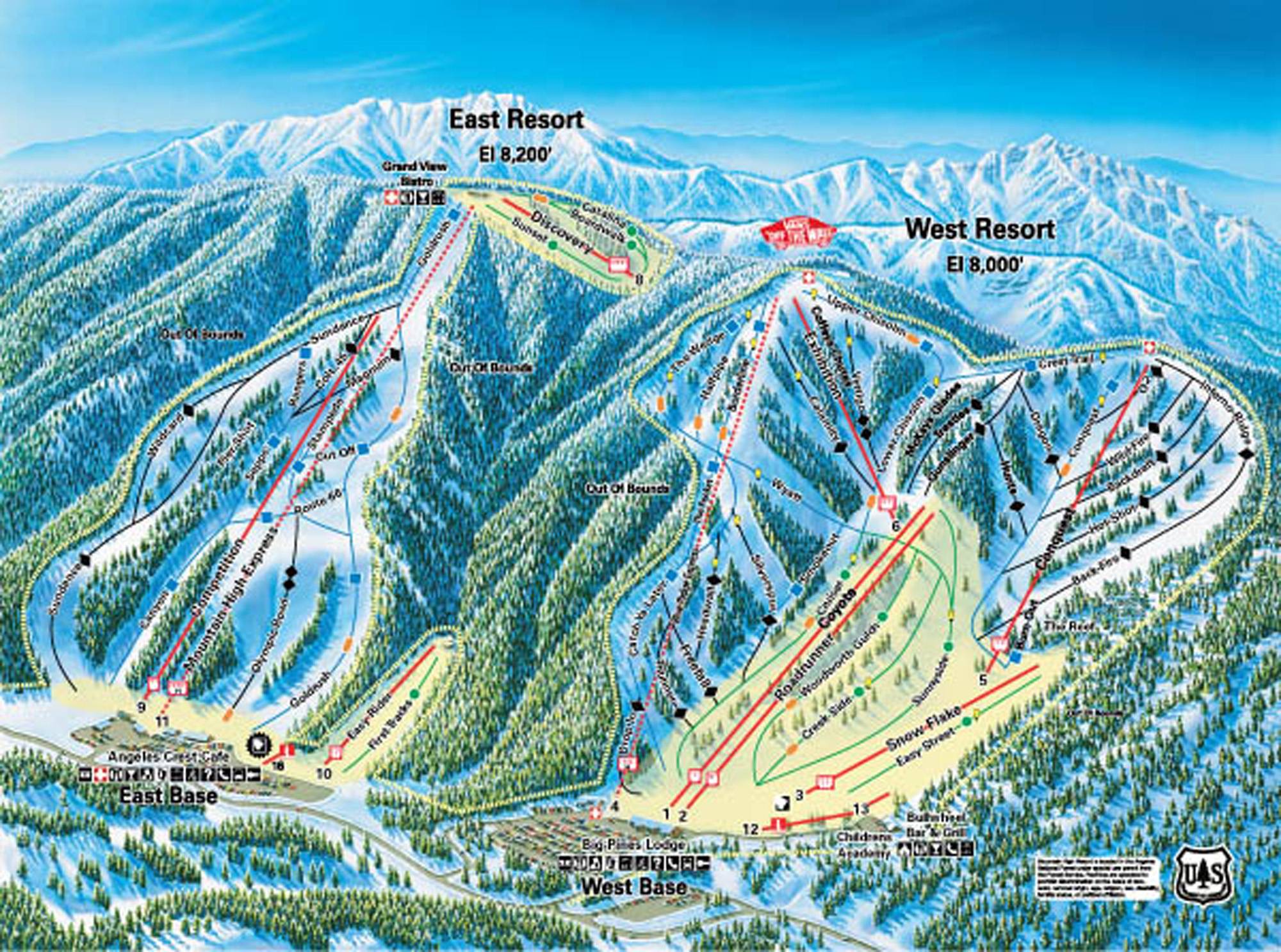 Mountain High, California Trail Map Photo: Skiresort.info