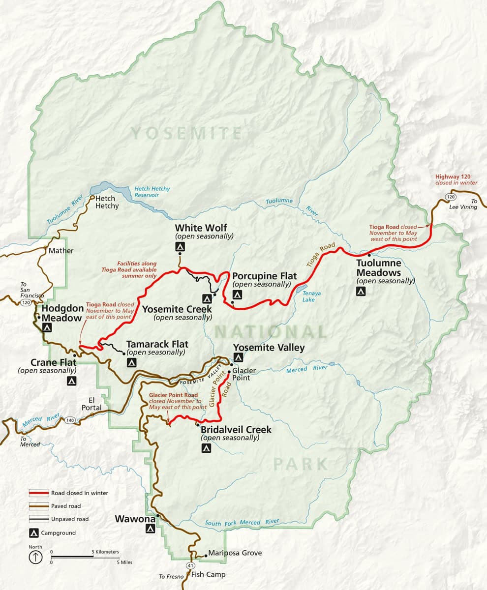 Yosemite National Park, CA Announces Glacier Point and Tioga Roads are