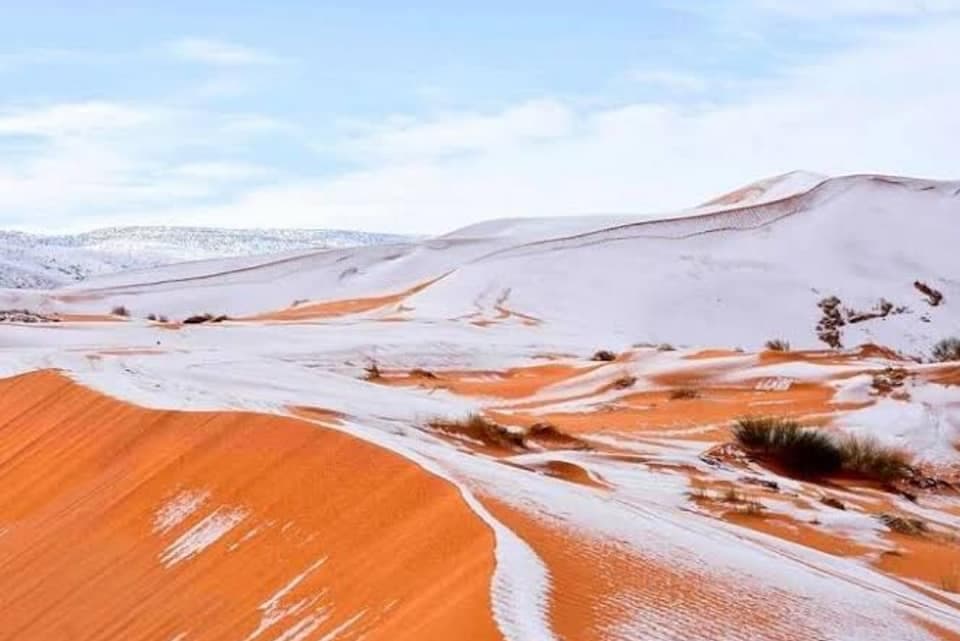 Photos Snow Falls in Africa's Sahara Desert as Temperature Plummets to