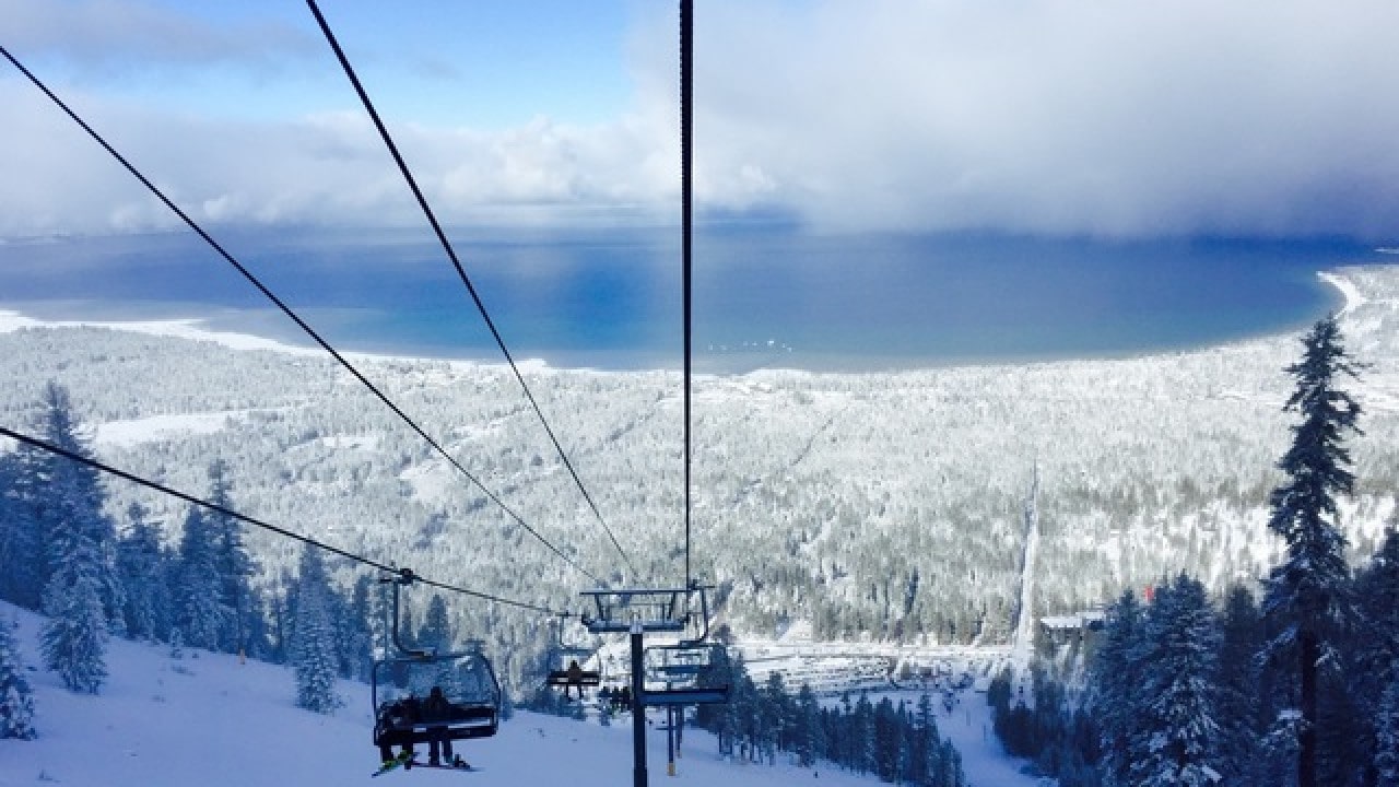 Lake tahoe ski resort showing lake