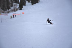 To show the skis on groomers