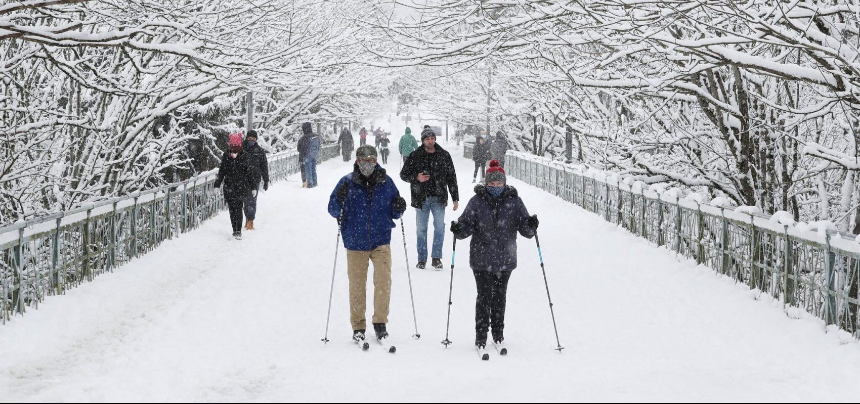 Residents ski the streets