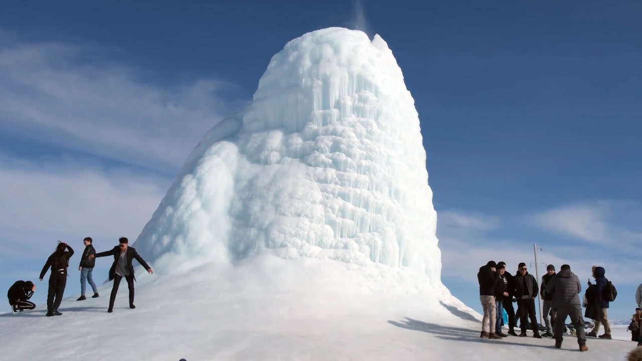 Ice Formation With Visiting Tourists