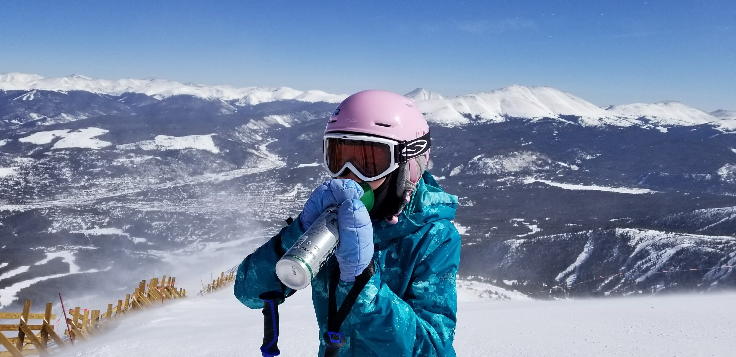 Skier Using Boost Oxygen at High Altitude