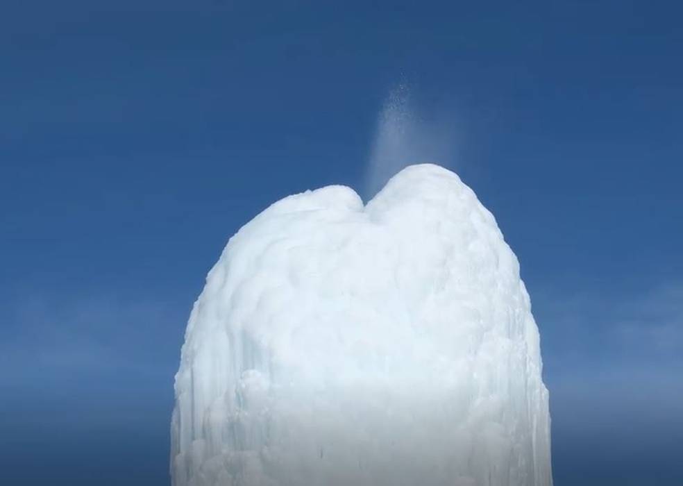 Ice Volcano Spraying In Kazakhstan 