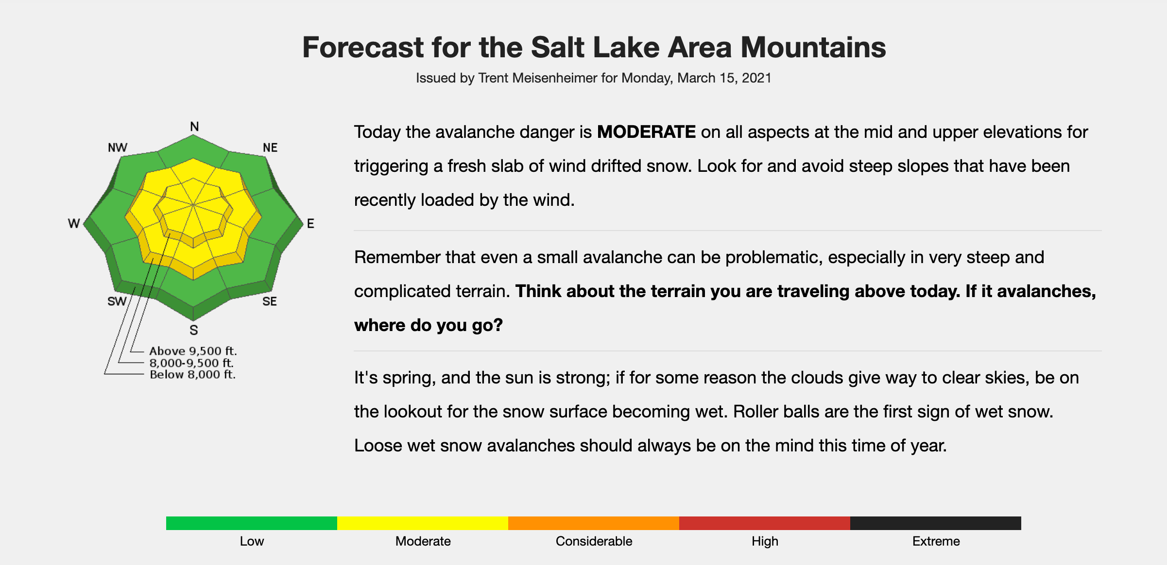 Forecast for March 15 in the Salt Lake area mountains