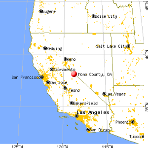 Map of California, with Mono County highlighted