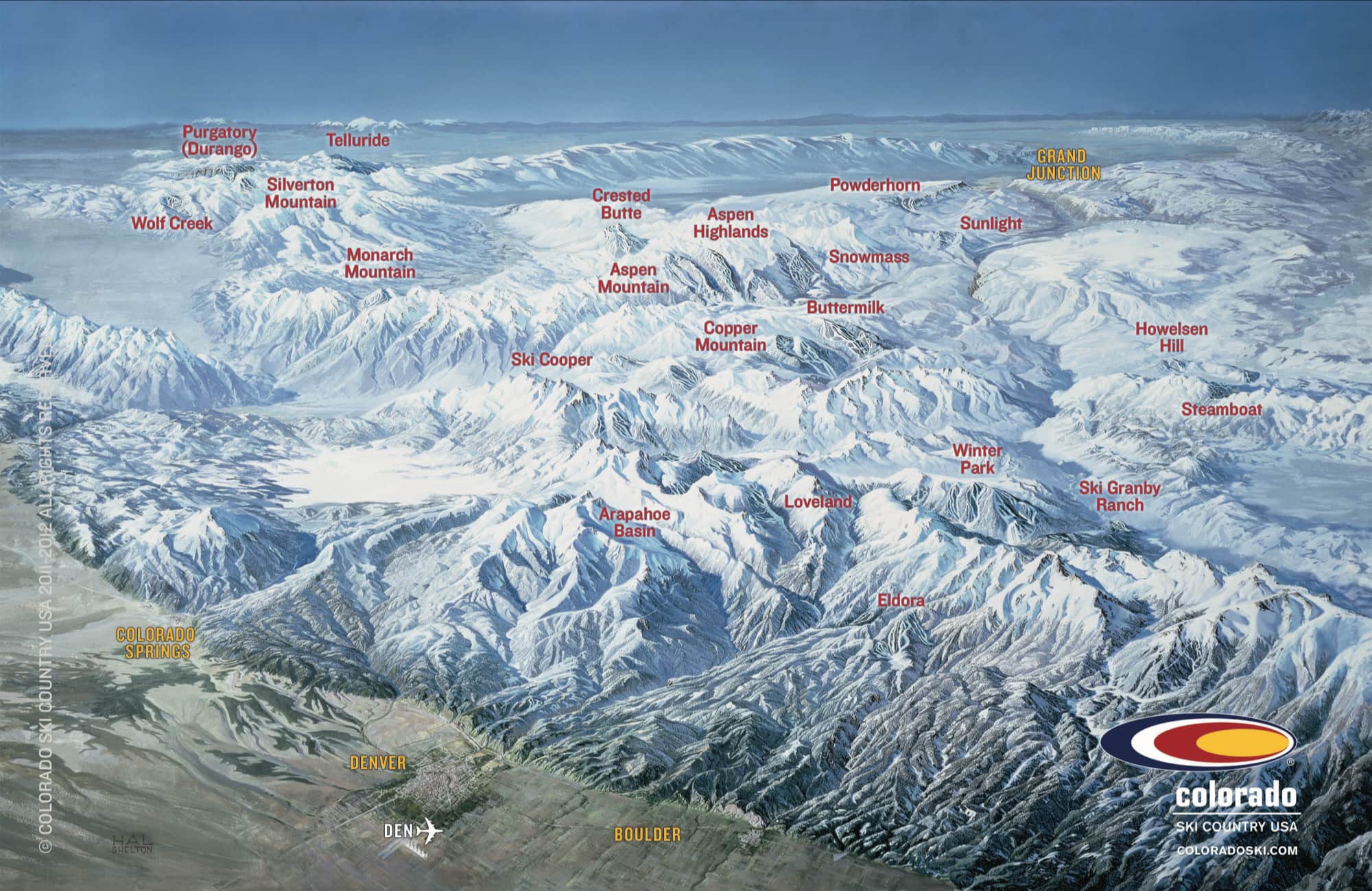 colorado, ski resorts, map,