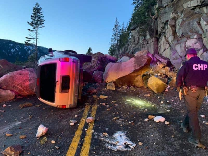 PHOTOS Huge Rock Slide on HWY 50 Near Echo Summit Closed Sierraat