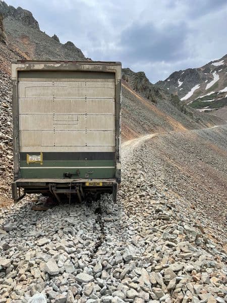 truck, stuck, mountain pass,