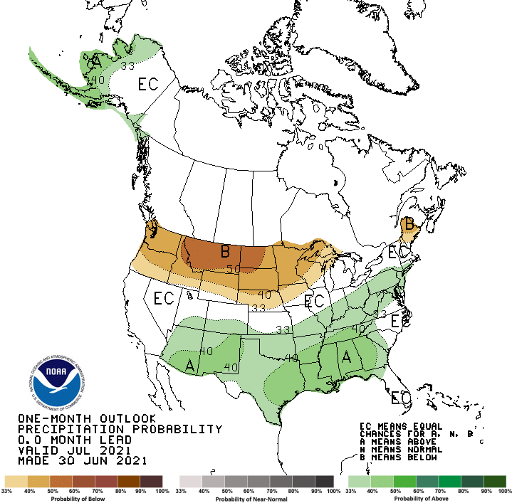 precipitation, outlook, July 2021