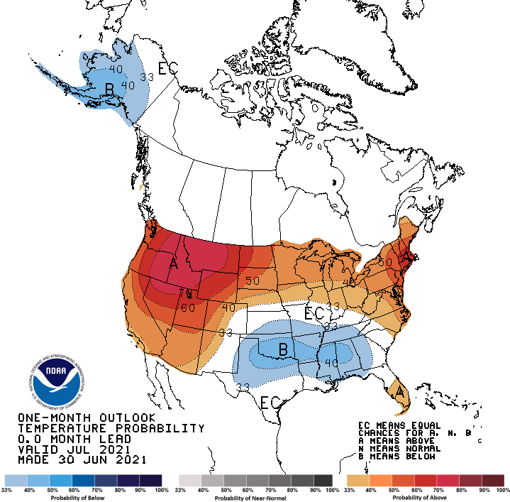 temperature, outlook, July 2021