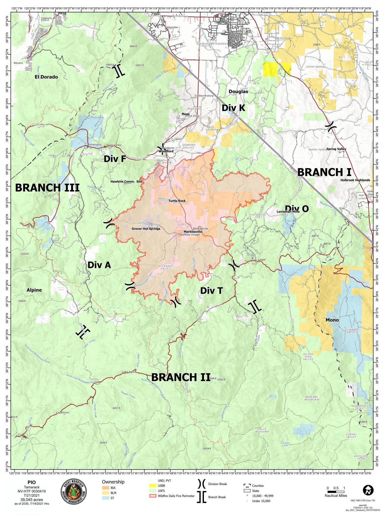 tamarack fire, california,