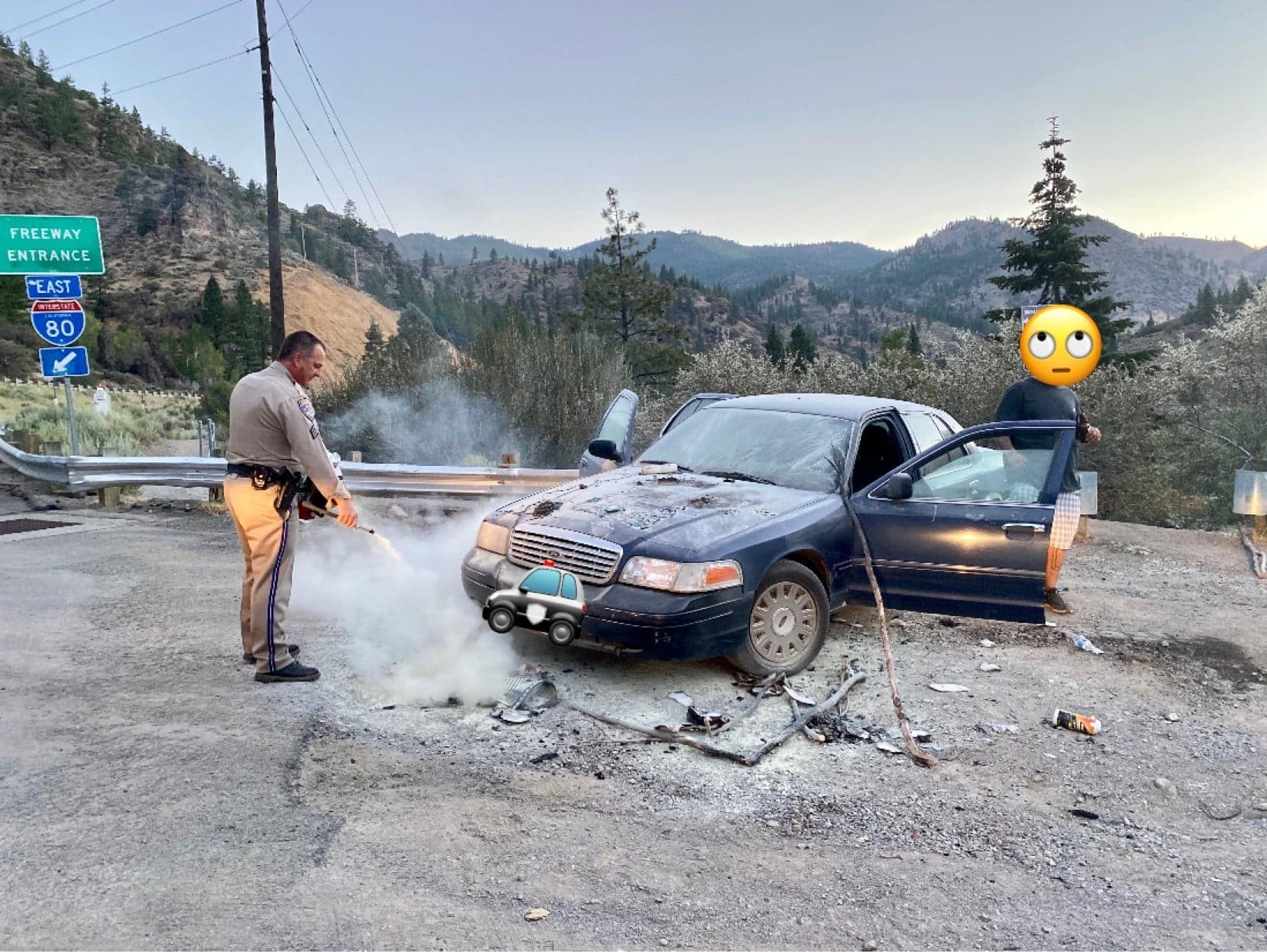 car, fire, bears, California, Truckee, 