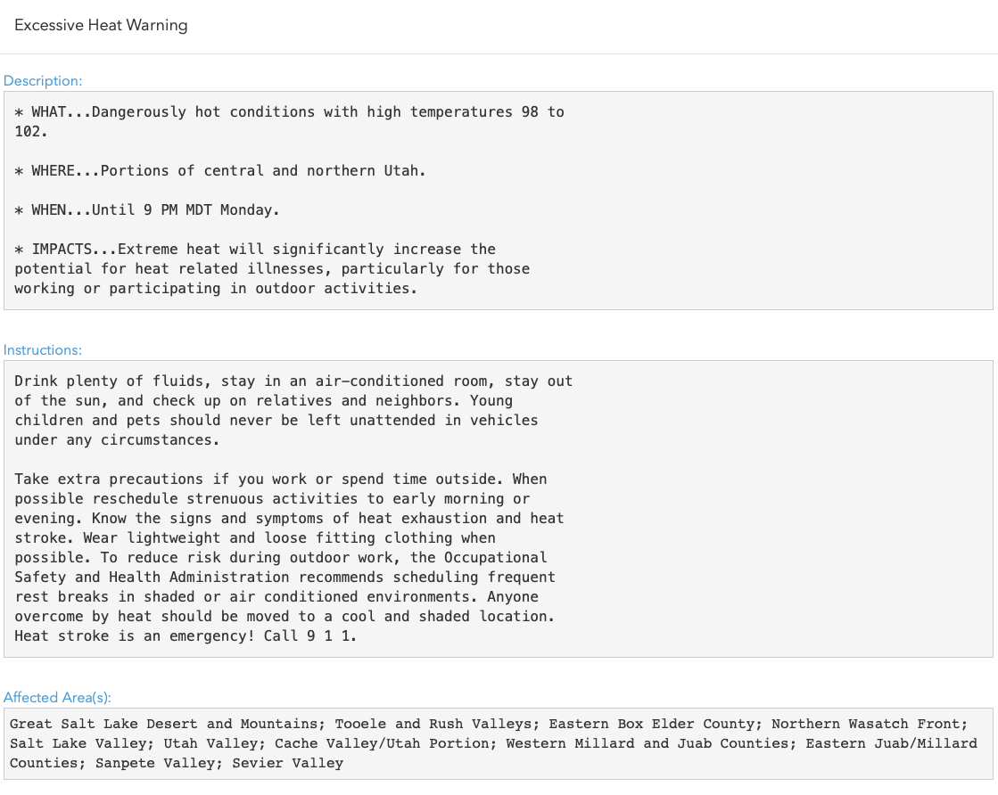 utah, excessive heat warning, 
