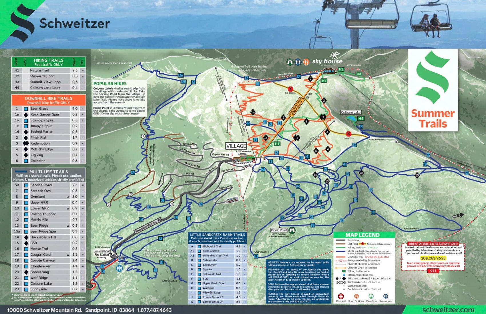 schweitzer, trail map, summer, Idaho