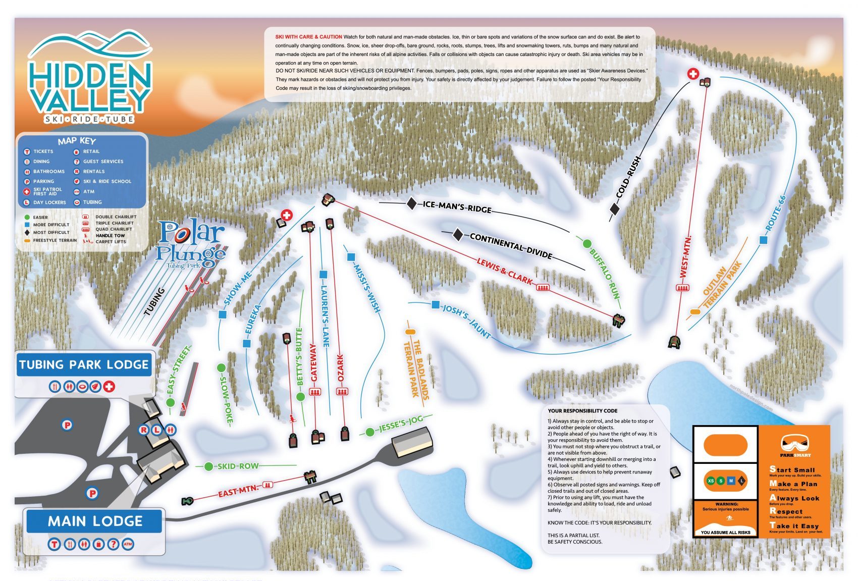 trail map, hidden valley, Missouri ski