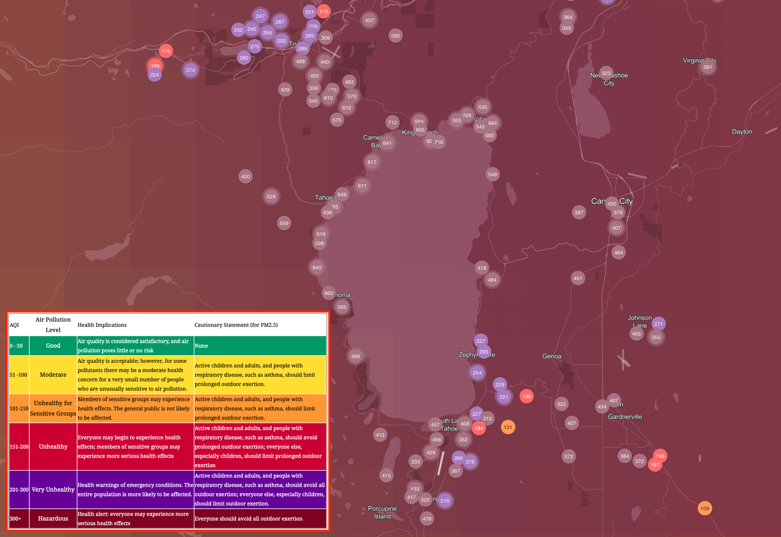 smoke, air quality, Lake Tahoe, california, Caldor Fire, wildfire, 