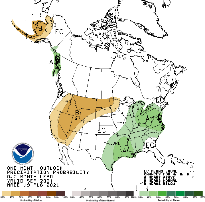 precipitation outlook, September 2021