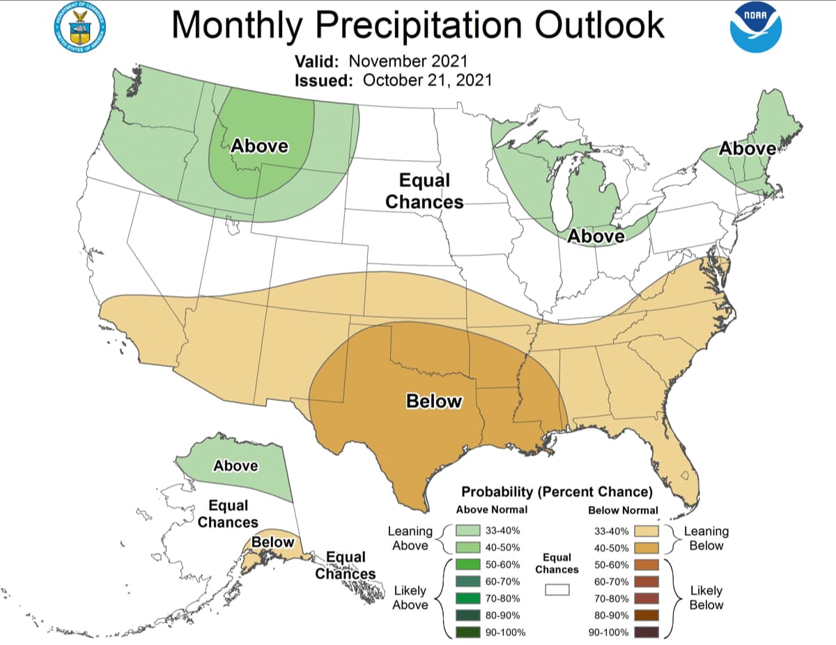 precipitation, November outlook, noaa