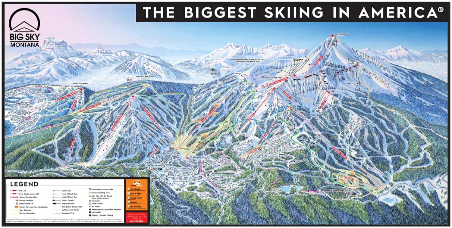 big sky, trail map, 