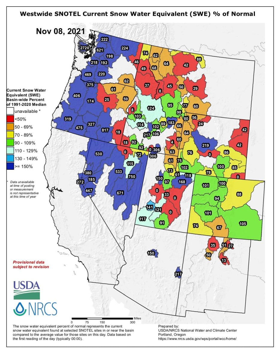 west, snowpack, 