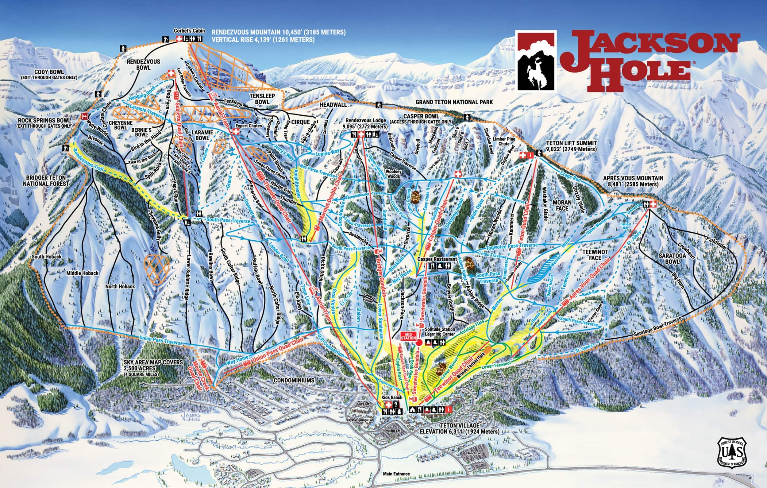 Jackson Hole, trail map, 