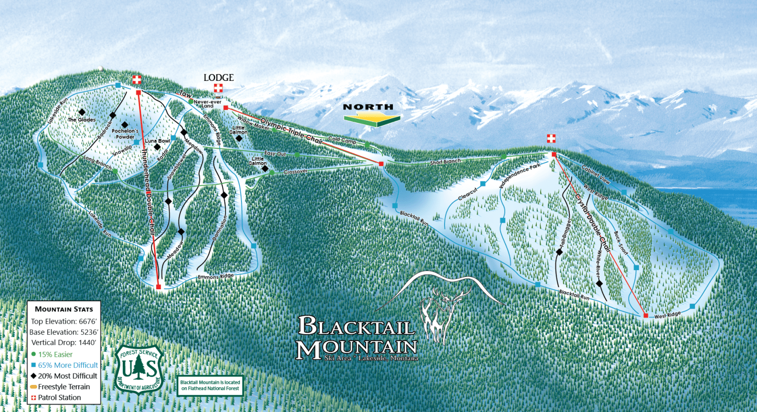 blacktail mountain ski area, trail map, montana, indy pass, 