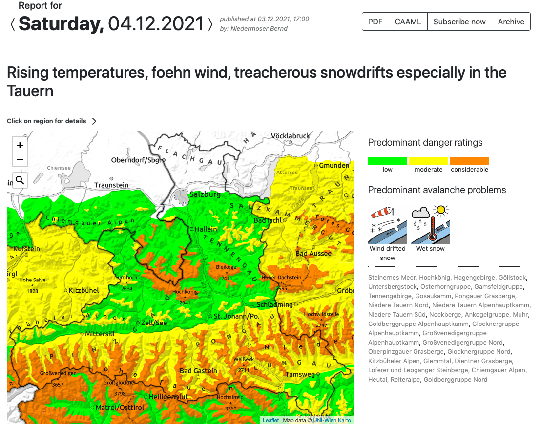 avalanche, forecast, Austria, 