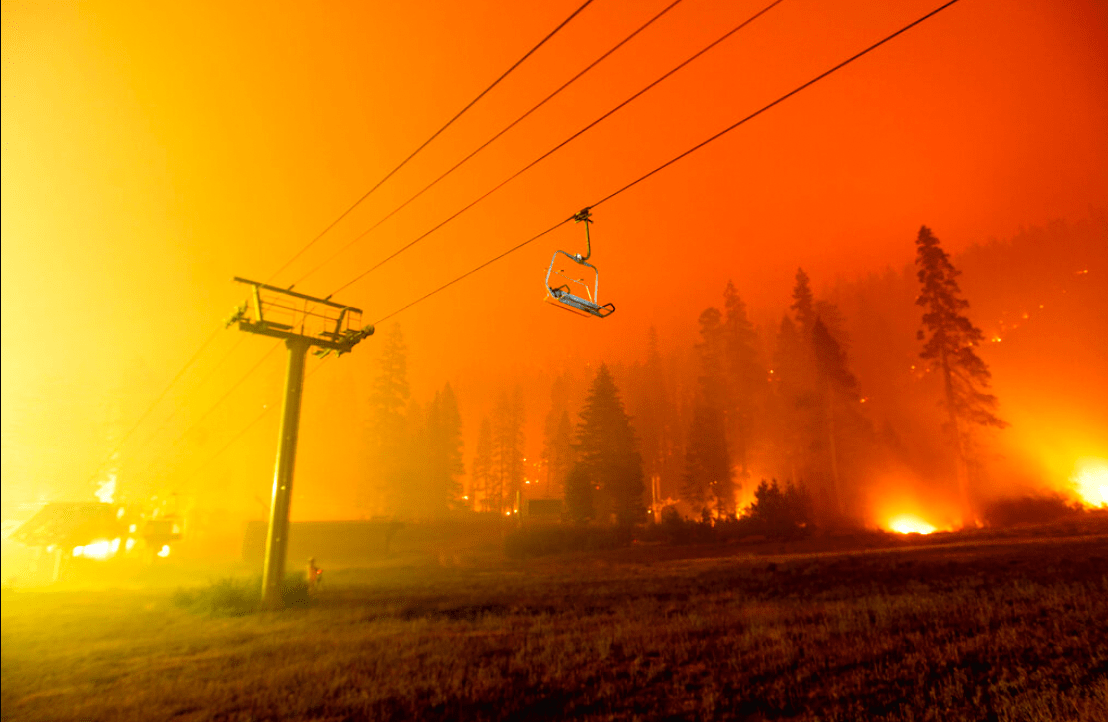 Caldor Fire at Sierra-at-Tahoe