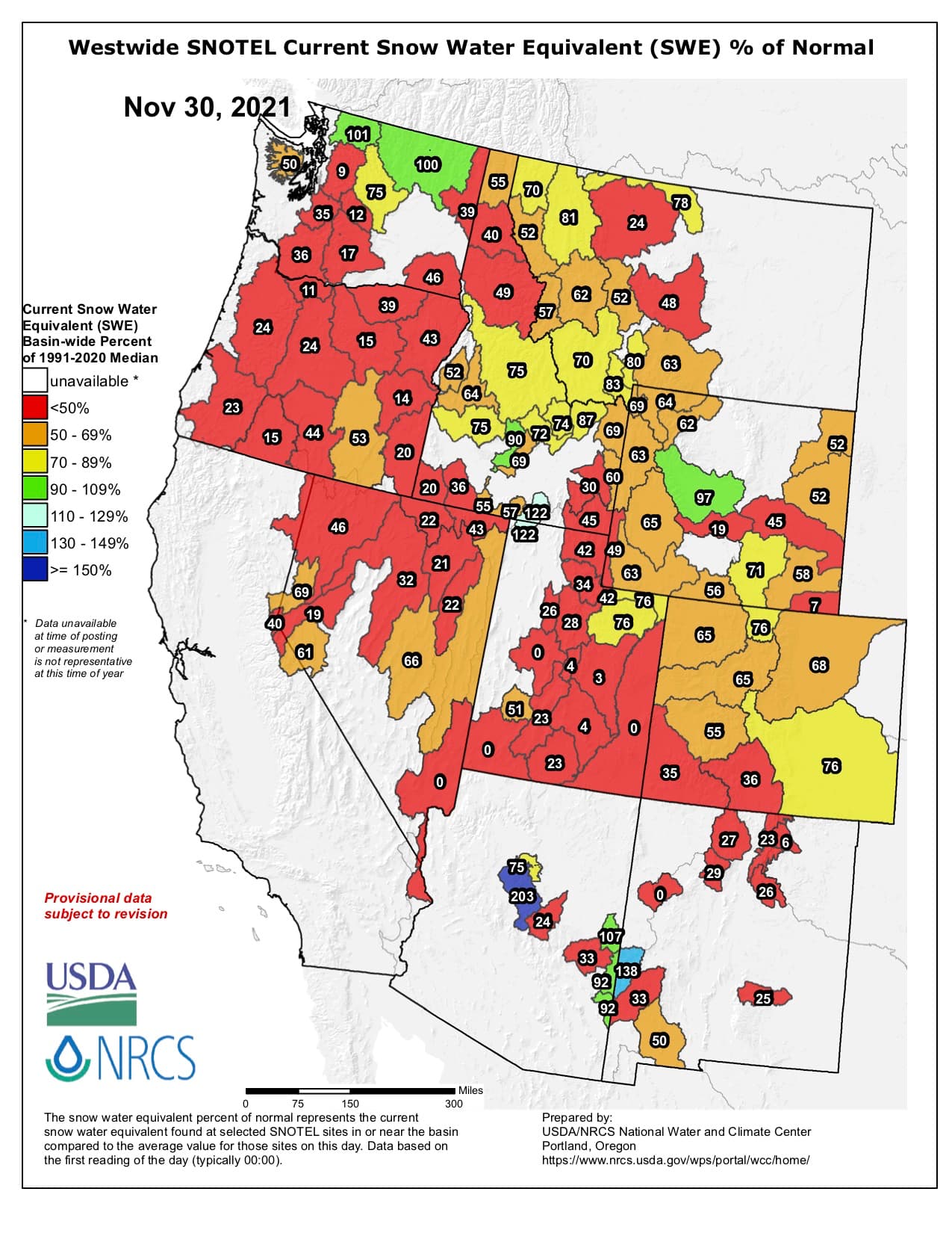 snowpack, west, 