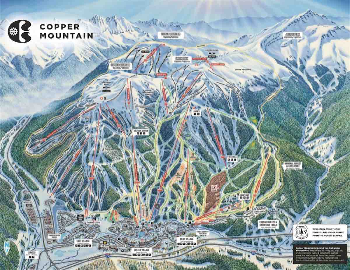 copper, colorado, trail map