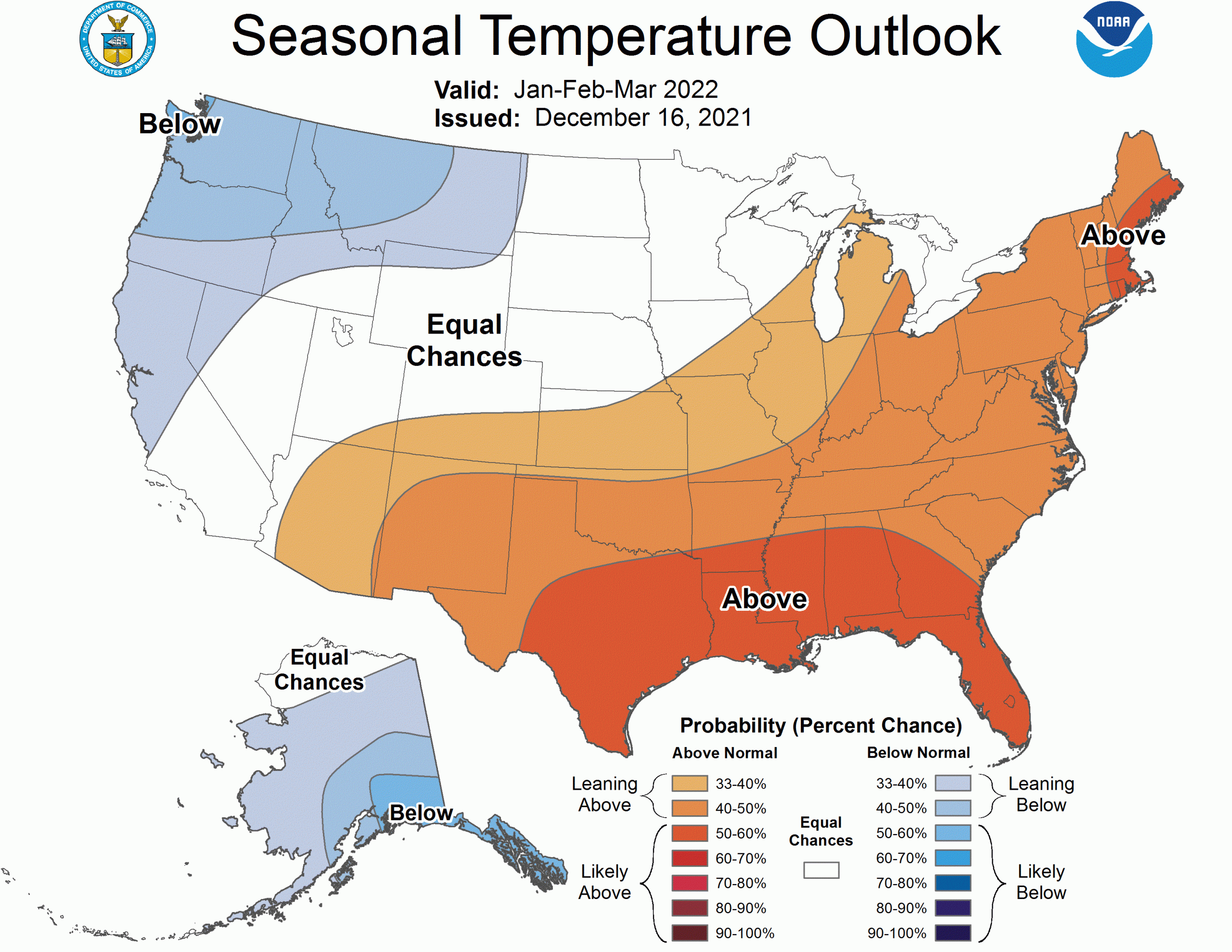 NOAA Winter Outlook JanFebMar Colder and Snowier Than Normal for PNW