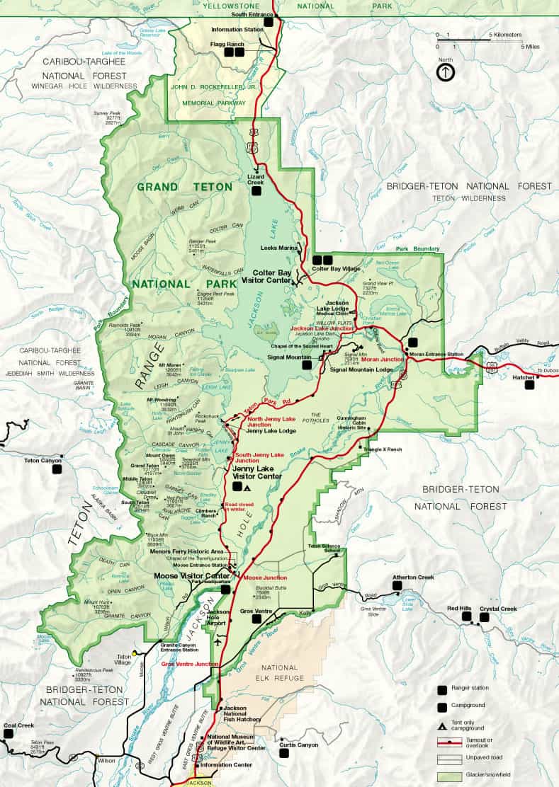 Grand Teton national park, map, Wyoming,