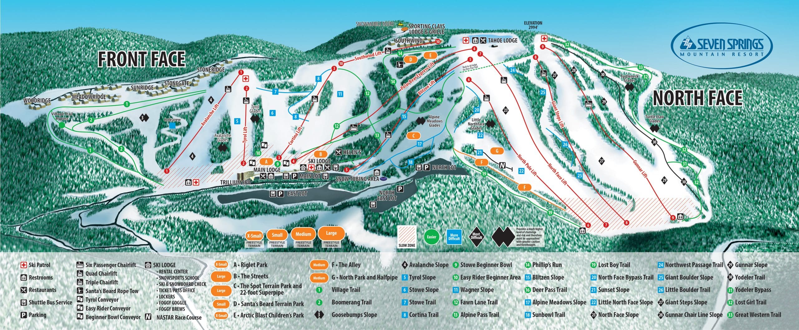 Seven Springs trail map