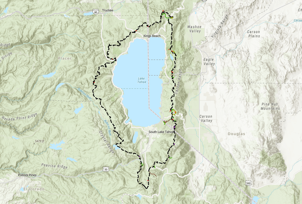 Tahoe Rim Trail system map