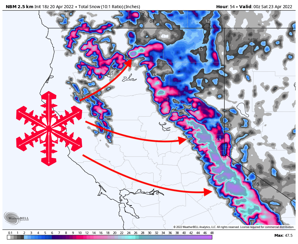 Snowbrains Forecast 30 Inches For California By The Weekend