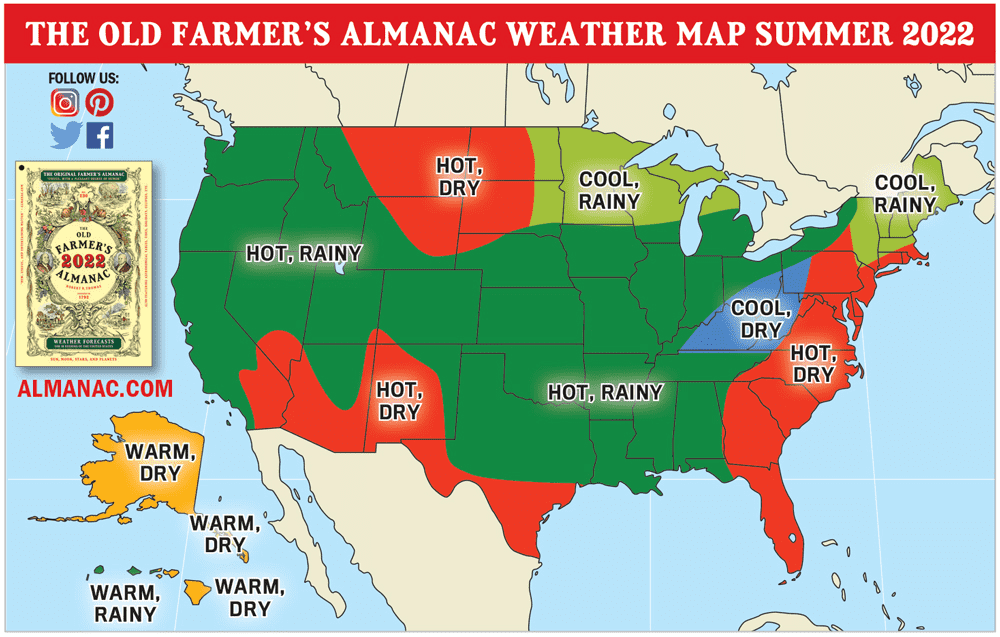 old farmer's almanac, summer forecast 2022,