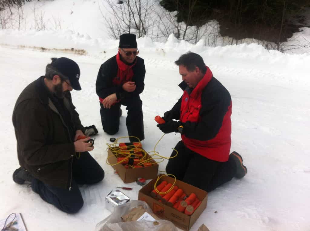 patrollers, heliskiing, explosives